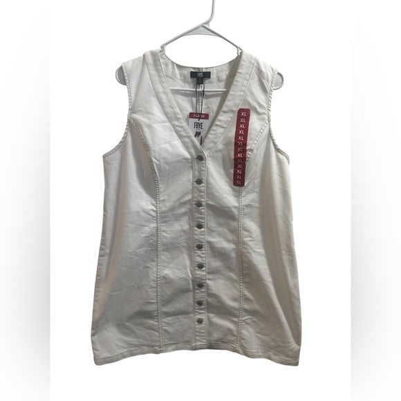 Frye White Denim Button Front mid dress sleeveless XL - Picture 3 of 6